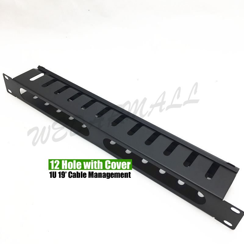 19 Inch 1U Server Rack Cable Management -12 Slot Horizontal Mount Wire ...