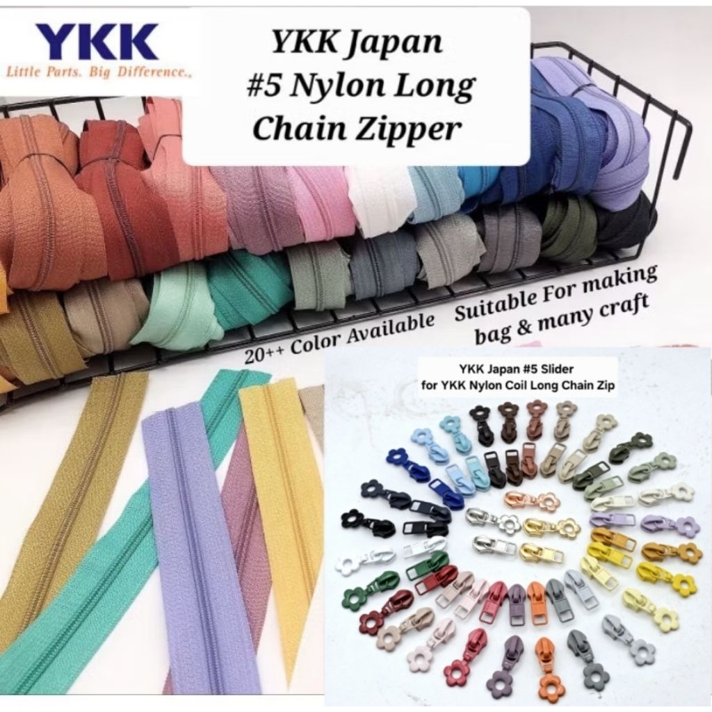 YKK Japan #5 Nylon Coil Zipper 1meter Long Chain Zipper (No Slider)YKK ...