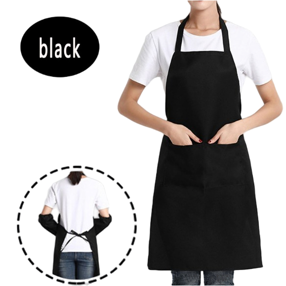 Black Apron with 2 Large Pockets Halter Neck Unisex Dirt and Stain ...