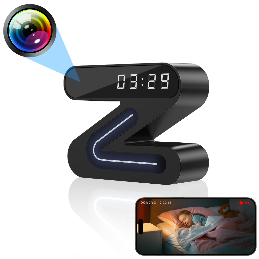 WiFi Smart Home Clock Hidden Camera, Color Night Vision, Remote Control