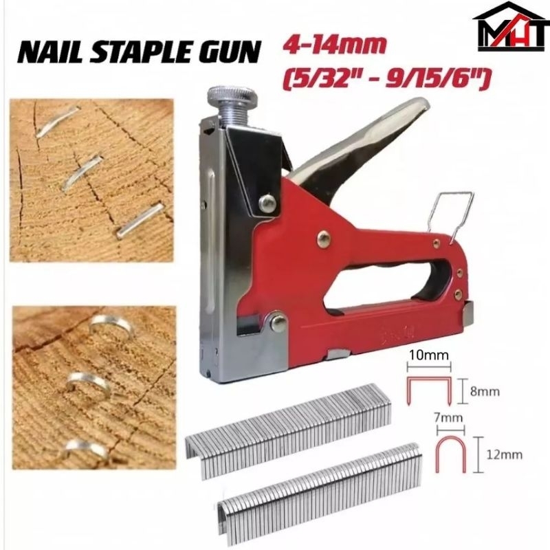 3 IN 1 Heavy Duty Staple Gun Tacker Stapling Nail (10mm~14mm) | Shopee ...