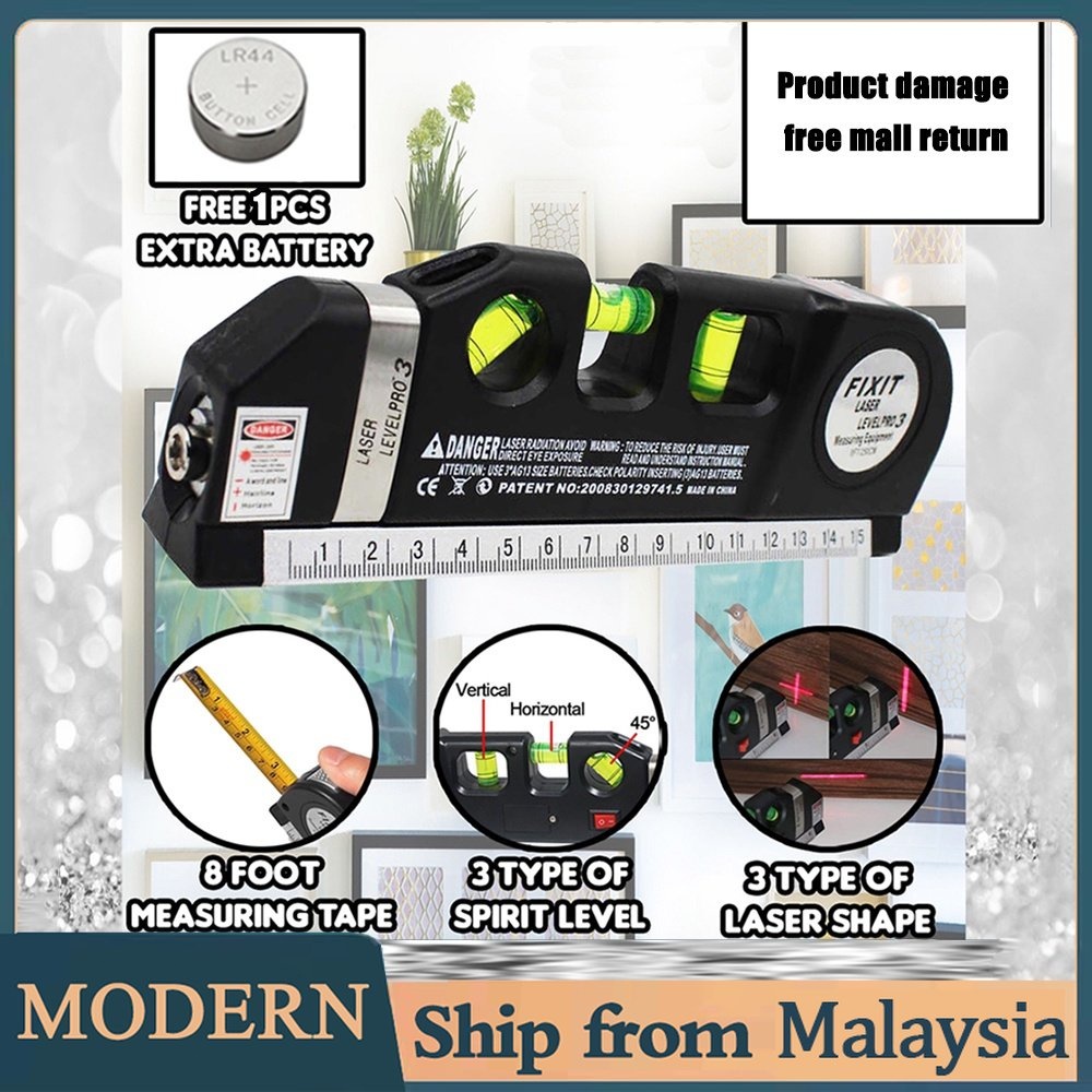 Multipurpose Laser Level Horizon Vertical Measure 8FT 4 in 1 High ...