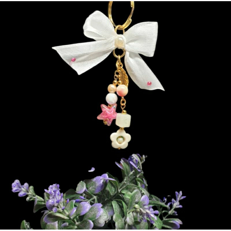 (MM CRAFT) MINI RIBBON LUCKY STAR GOLD KEYCHAIN ACCESSORIES HANDMADE BY ...