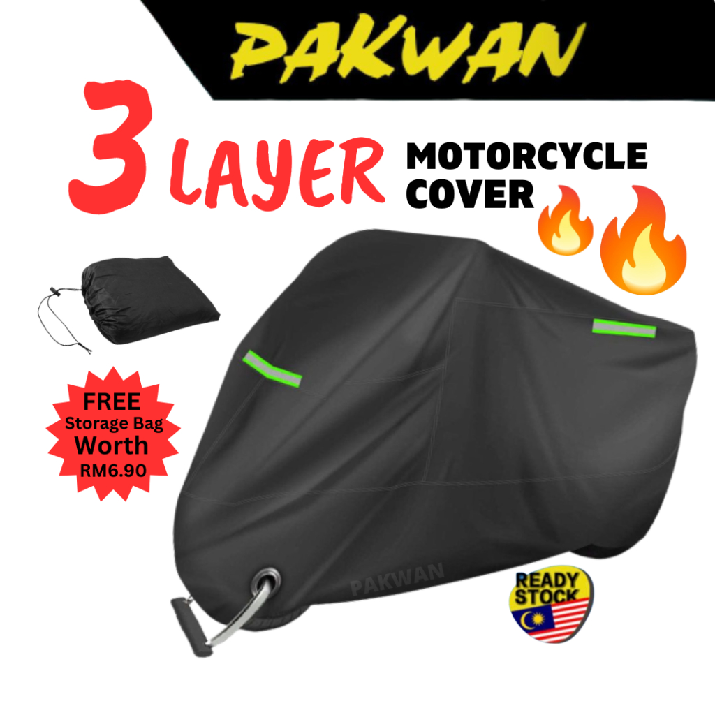 Motorcycle Cover 3 Layer Cotton Outdoor Waterproof Anti Scratch Motor