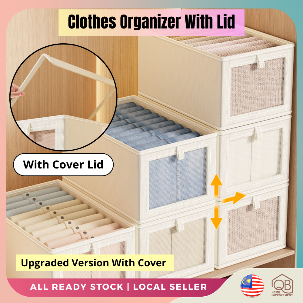 Foldable Storage Box With Window Wardrobe Dividers Clothes Organizer ...