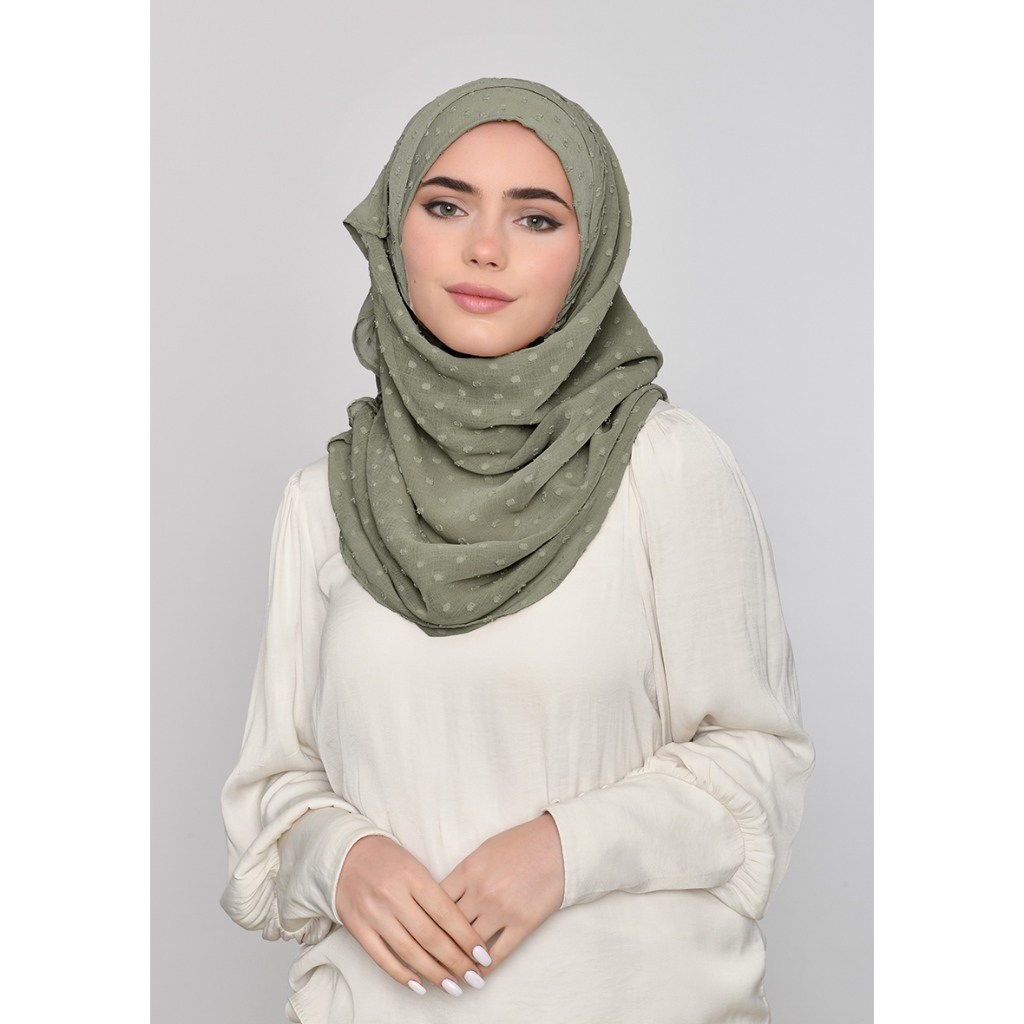 Bokitta Army Green Plain Mosaic Butti Chiffon Shopee Malaysia