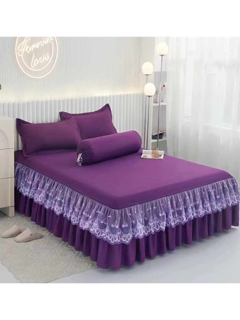 Queen /king Size 4 IN 1 Cadar Ropol Set Bed Sheet Pillowcase Bed Skirt ...