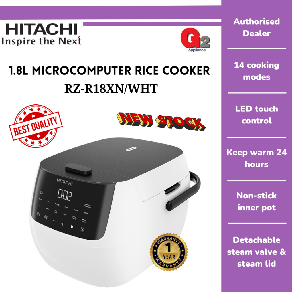 HITACHI 1.8L MICROCOMPUTER RICE COOKER WITH 14 COOKING MODES RZ-R18XN ...