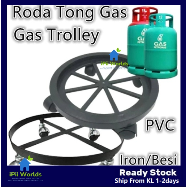 iPii Heavy Duty 4 wheel iron gas tank rack roller / roda tong gas ...