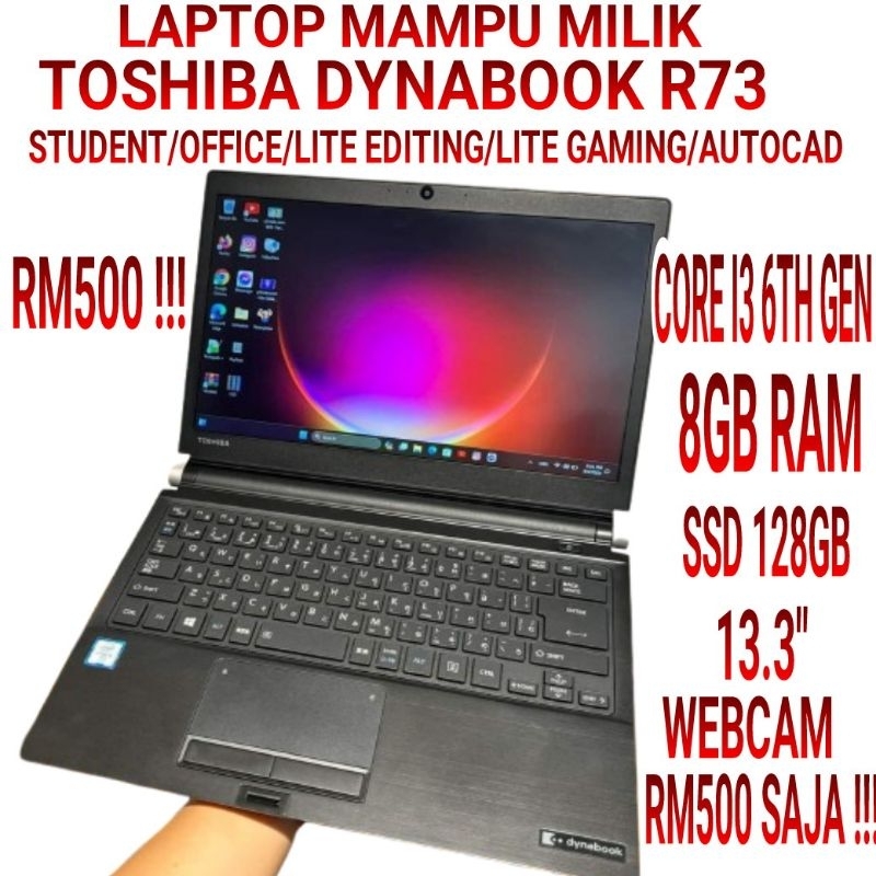 LAPTOP MAMPU MILIK TOSHIBA R73 I3 GEN 6,8GB RAM,LIKE NEW | Shopee Malaysia