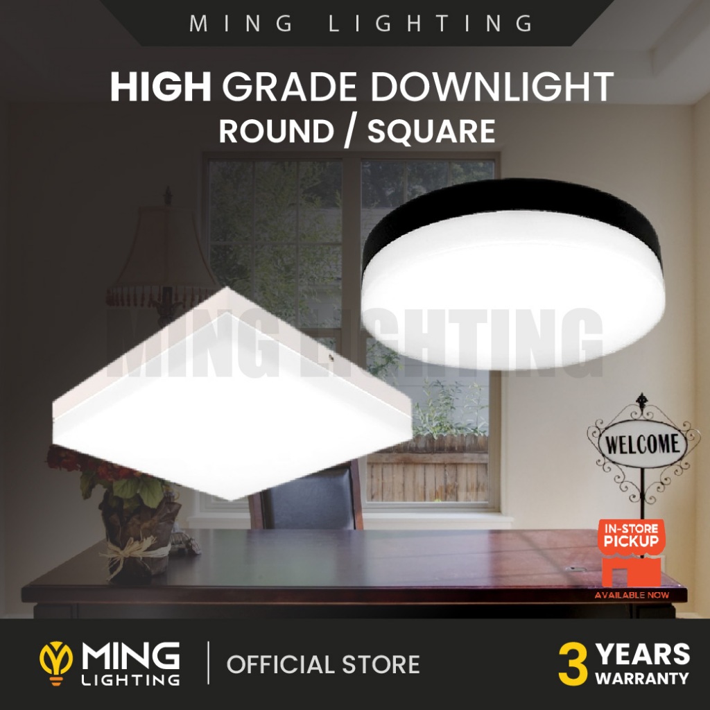 LED Surface Downlight Round Square 12W 18W 24W 36W Lampu Siling Rumah ...
