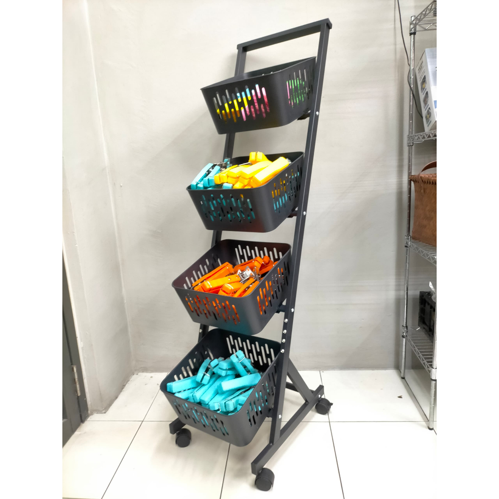 RMI 4 Tier Snack Display Rack with Wheels Storage Rolling Organizer ...