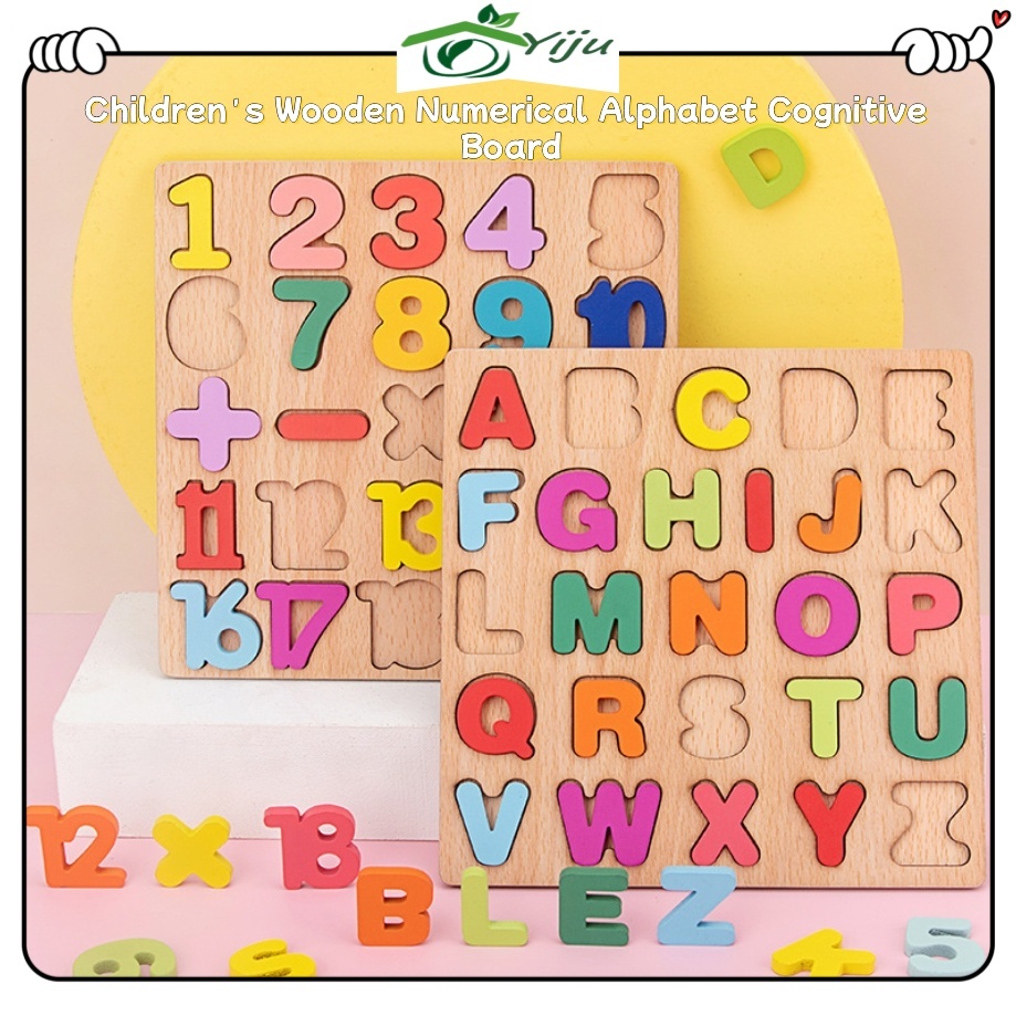 Wooden ABC Puzzle Kids Early Learning Montessori Toy Wooden Match Board ...