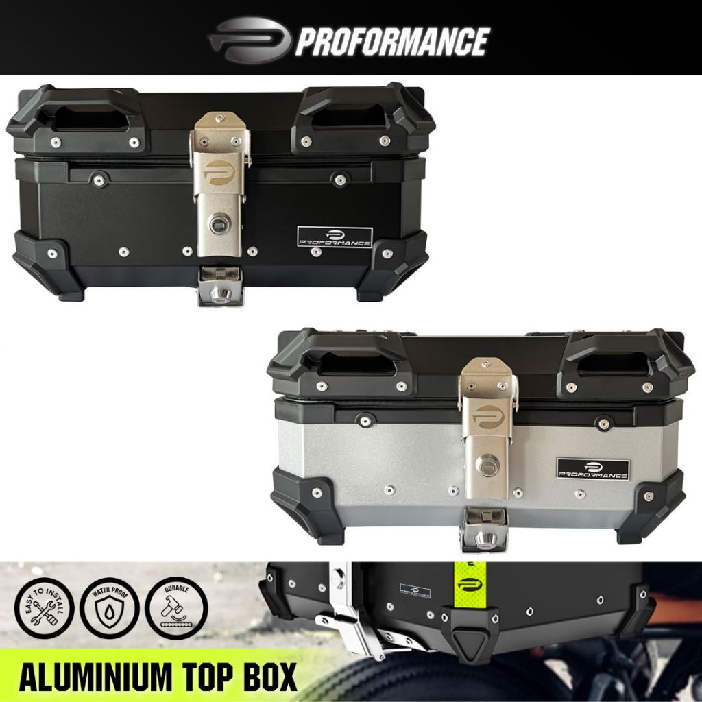 PROFORMANCE Universal Aluminium 28L Top Box for motorbike All Big Bike ...