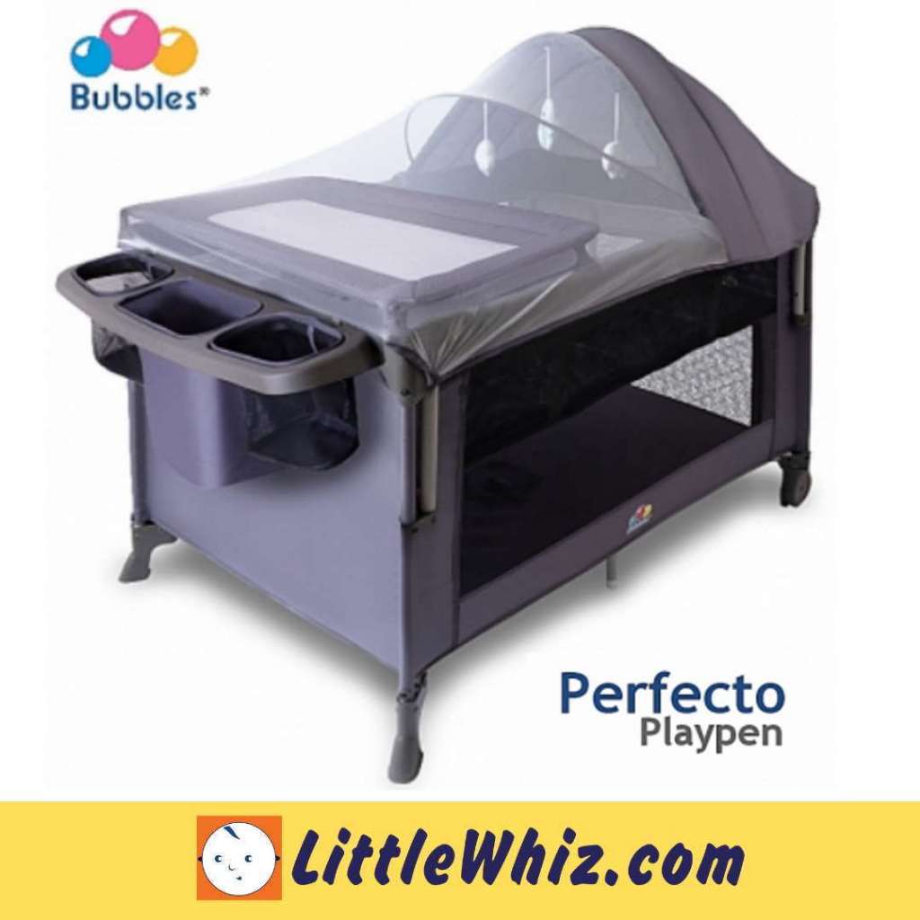 Bubbles: Perfecto Playpen (Grey) Portable Baby Cot Warranty