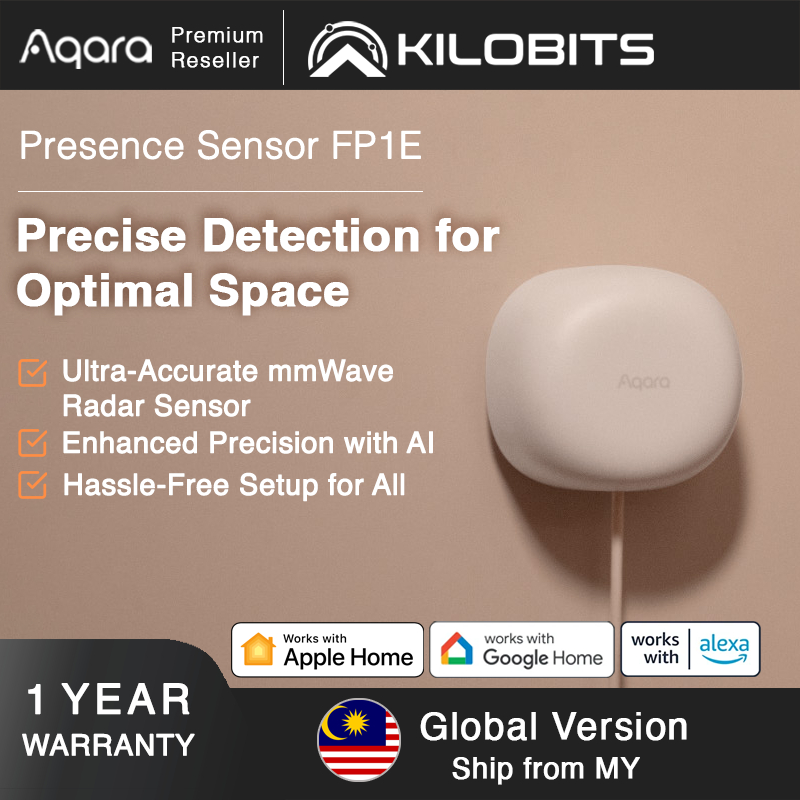 Aqara Presence Sensor FP1E Zigbee 3.0, REQUIRED Aqara Hub, mmWave Radar Wired Motion Sensor, AI Spatial Learning, Supports HomeKit, Alexa, Google Home, SmartThings, Matter over Bridge