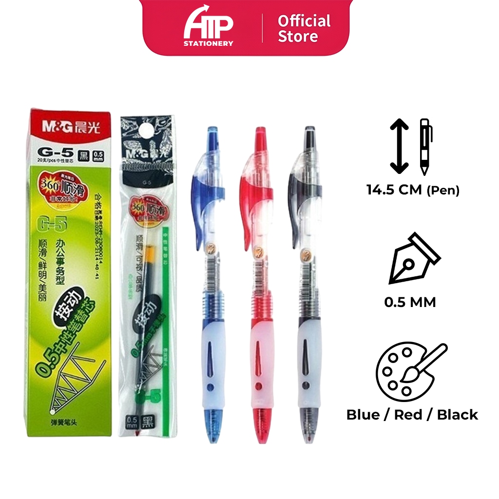 M&G Press Ink 0.5mm Smooth Writing Pen Office School Exam Use Blue ...
