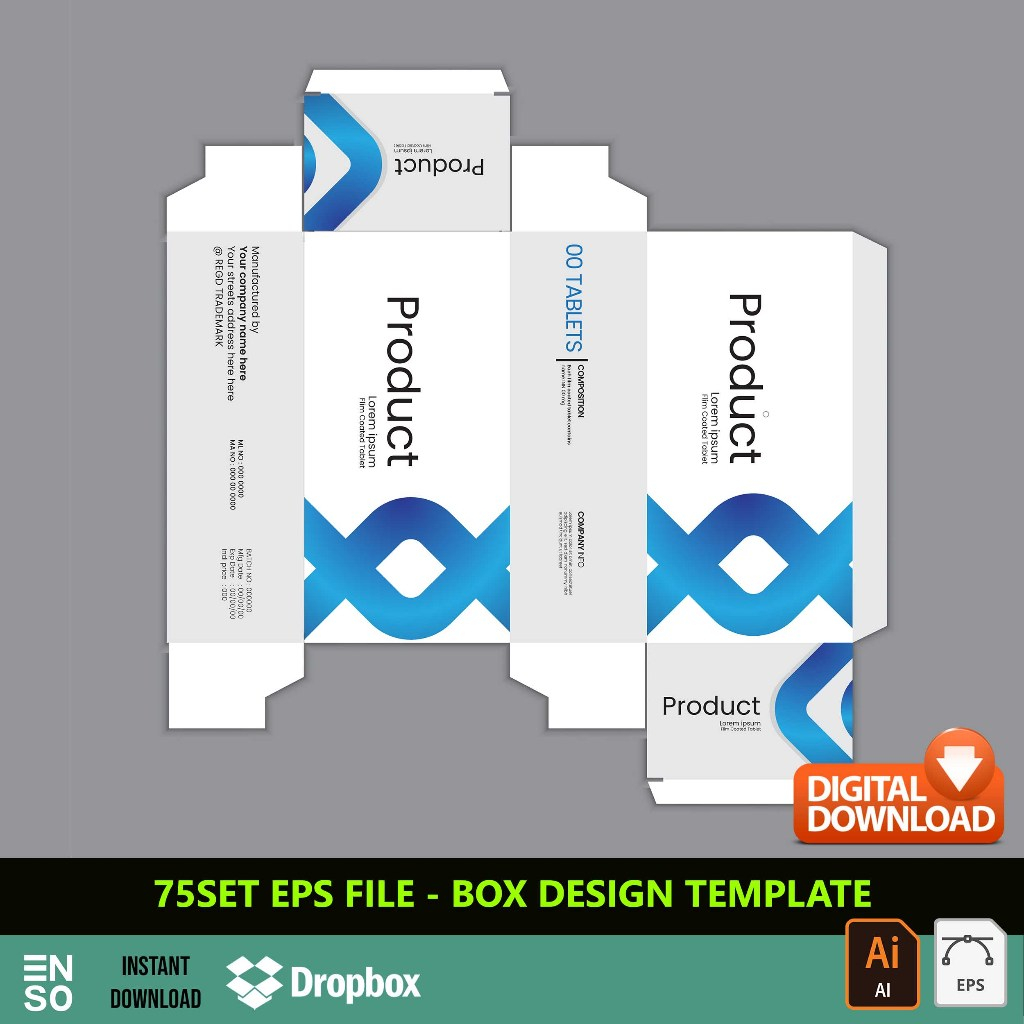 75-Set AI/EPS Box Design Template Files | Editable Adobe Illustrator ...
