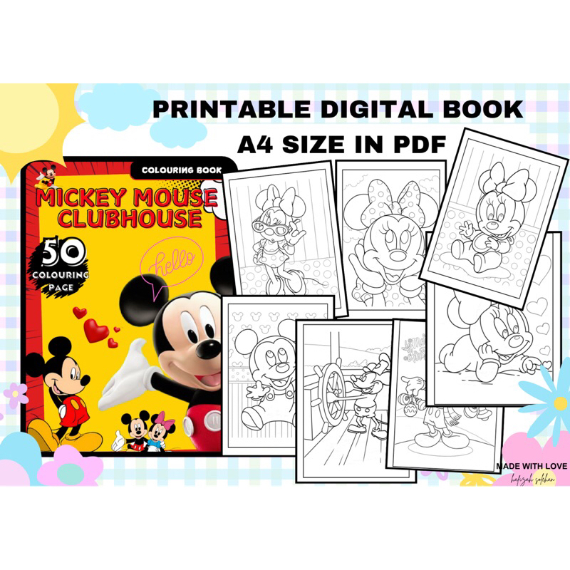 50 MICKEY MOUSE CLUBHOUSE PRINTABLE A4 SIZE DIGITAL COLOURING BOOK PDF ...