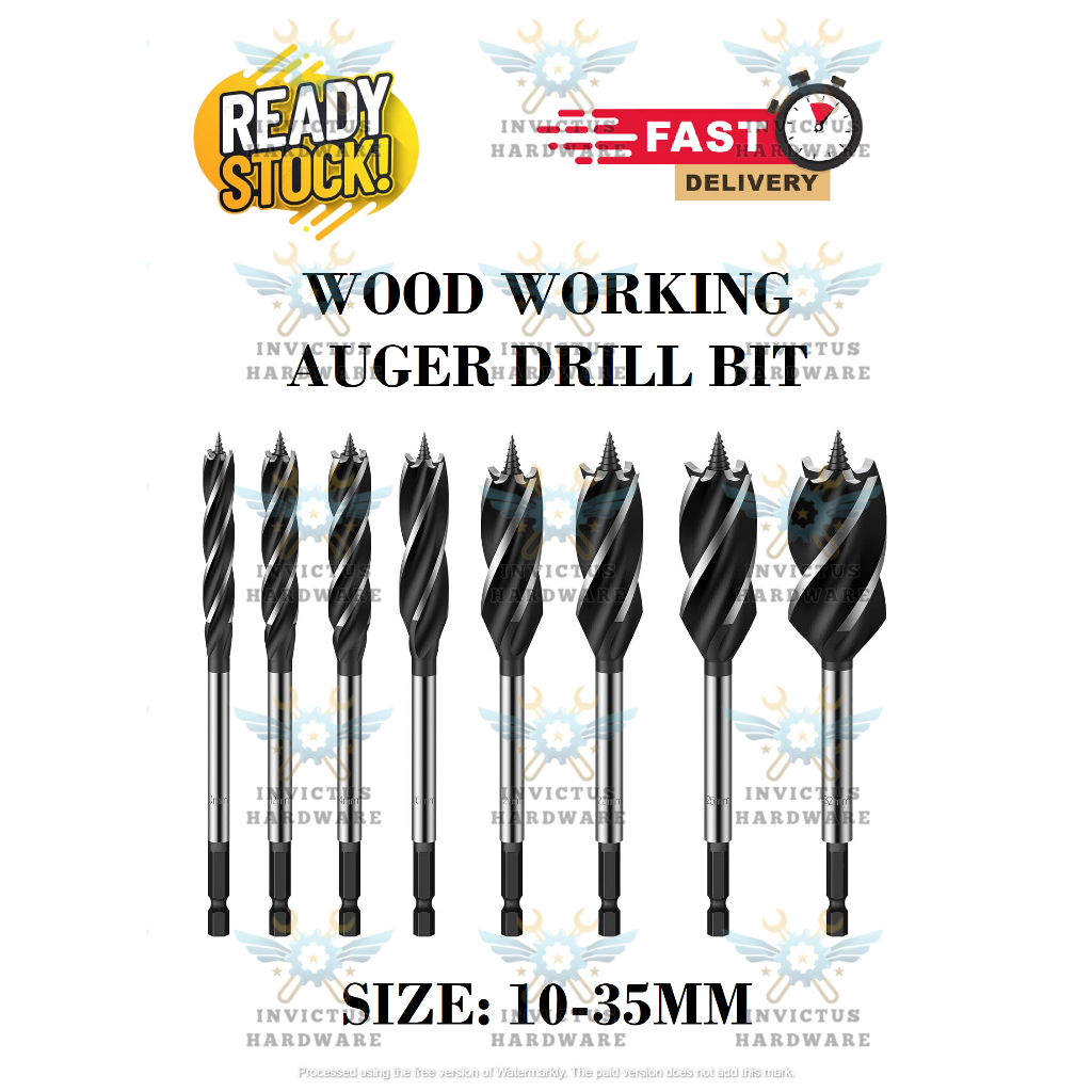 10-35mm Woodworking Auger Drill Bit HEX SHANK Wood Hole Tool DRILLING ...
