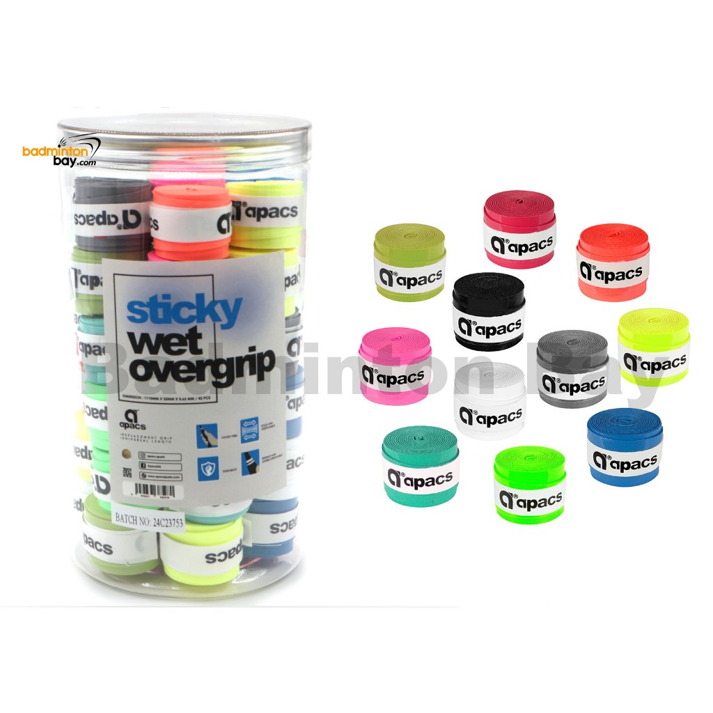 Apacs Sticky Wet PU Overgrip AP-026 Assorted Color for Badminton Squash ...