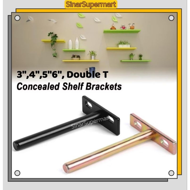 SinarSupermart Floating Wall Shelf Bracket Shelf Shelves Wall Concealed ...