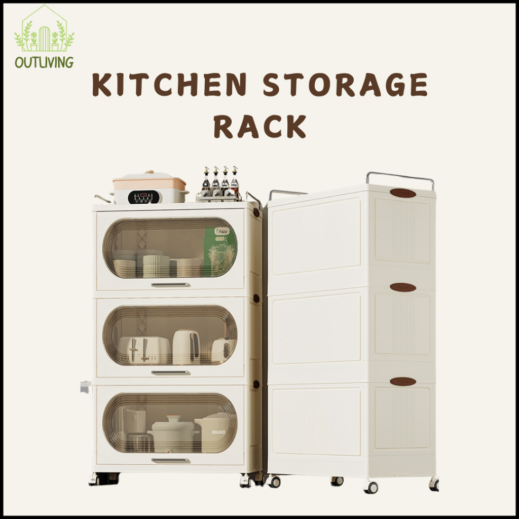 [3 Layers] Modern Kitchen Storage Rack Cabinets Versatile Stackable ...