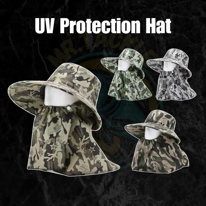 【MR.T】Topi Askar Pancing Anti-UV • Topi Pelindung Muka & Leher • Topi ...