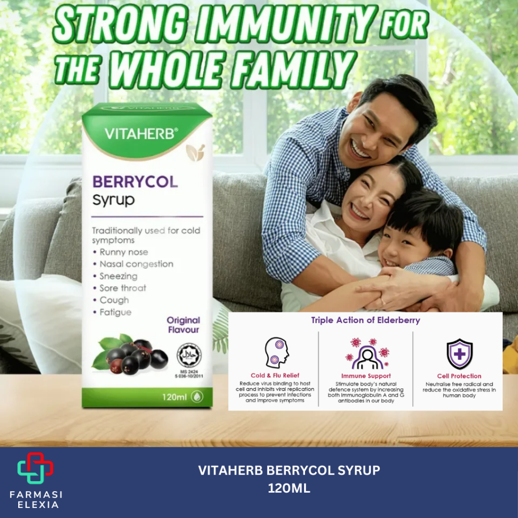 VITAHERB BERRYCOL SYRUP ORIGINAL FLAVOUR WITH BLACK ELDERBERRY EXTRACT ...