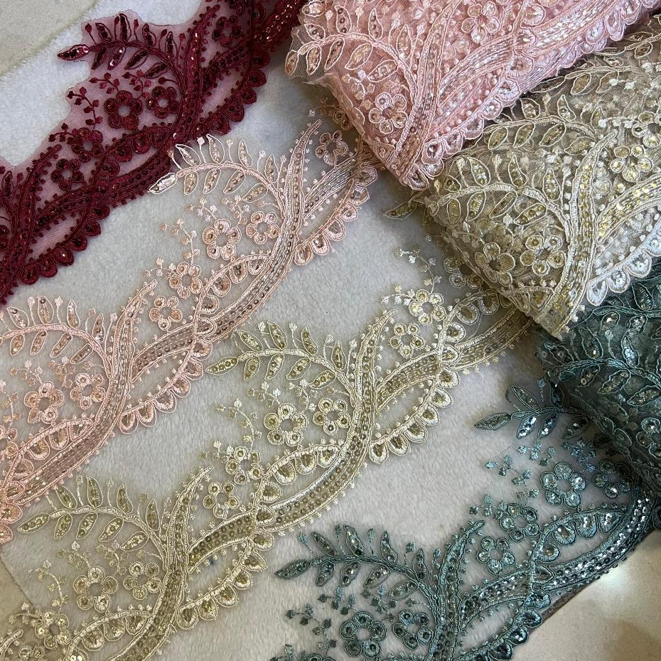 Renda Manik Labuzi Tinggi 13cm, Renda Lace Pengantin Lace Baju Raya ...