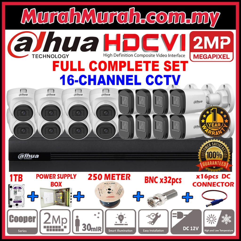 DAHUA 2MP Full Set 🌟16 CHANNEL🌟 2.0MP Full HD 1080P CCTV 16CH DVR ...