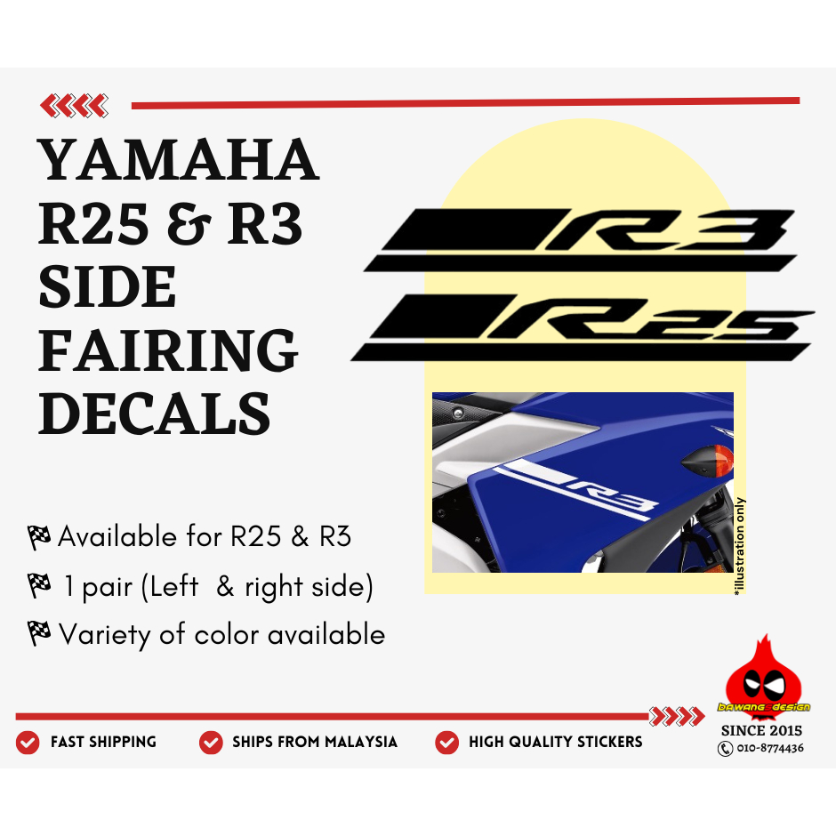 Yamaha R3 / R25 fairing decals (1 pair) | Shopee Malaysia
