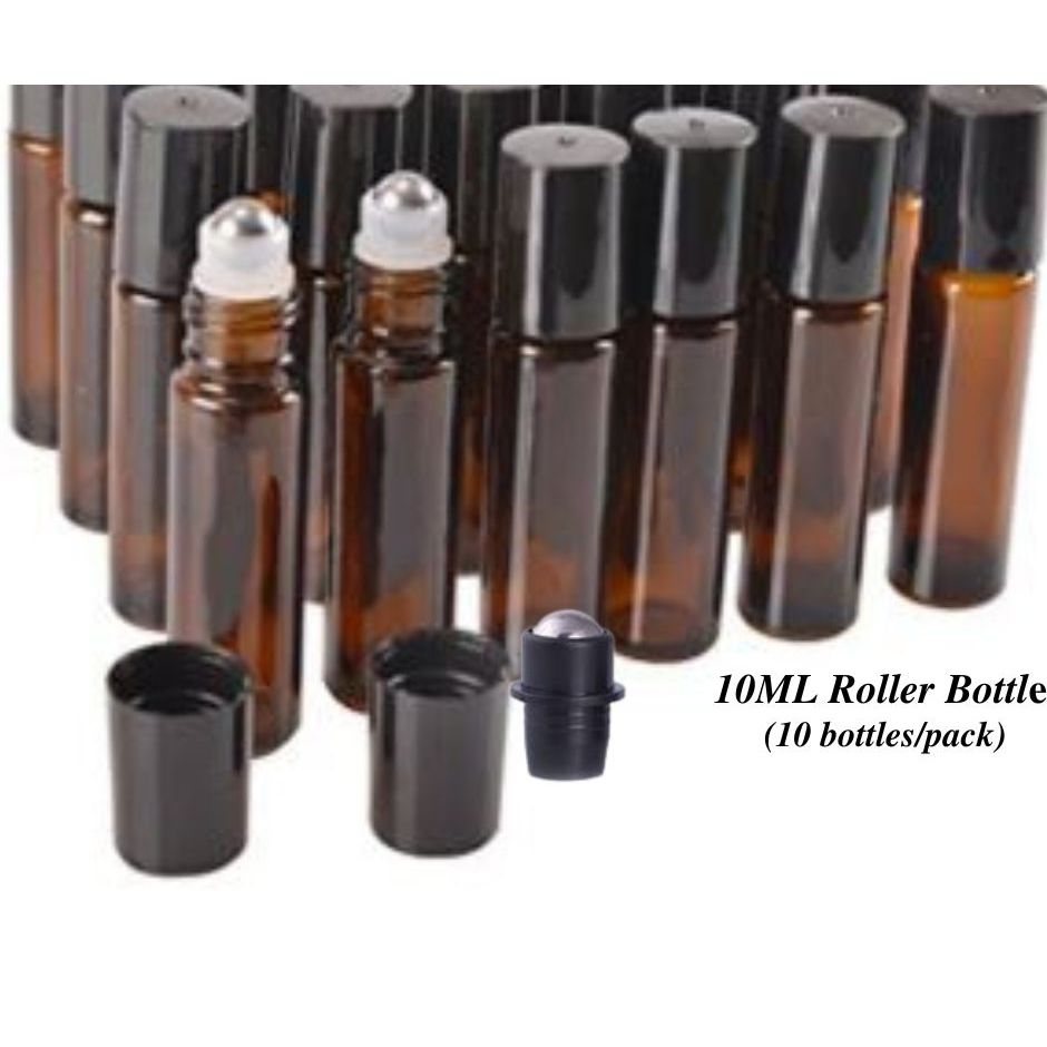 Amber Glass Roller Bottle 10ML (10bottles/pack) Travel| Roll On Botol ...
