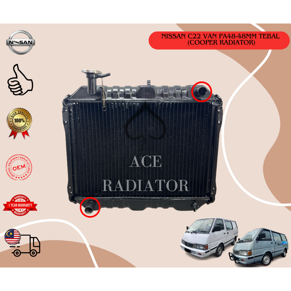 NISSAN C22 VAN OEM RADIATOR ASSY MANUAL 2ROW PA32-32MM TEBAL (COOPER ...