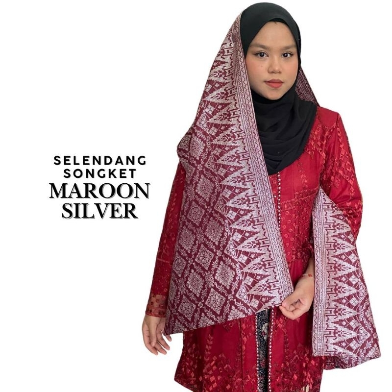 Selendang Songket Bunga Penuh Untuk Wanita - Malay Tradisional Veil ...