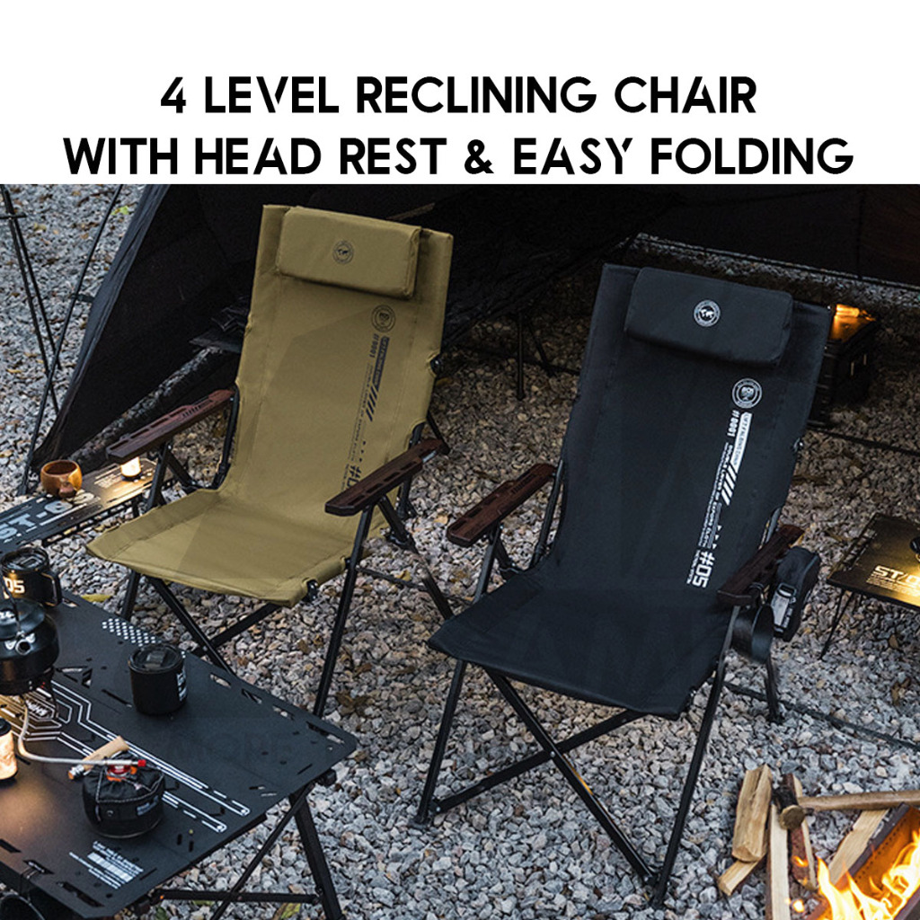 Shinetrip Recliner Chair with Oak Wood Arm Rest 4 Level Reclining ...