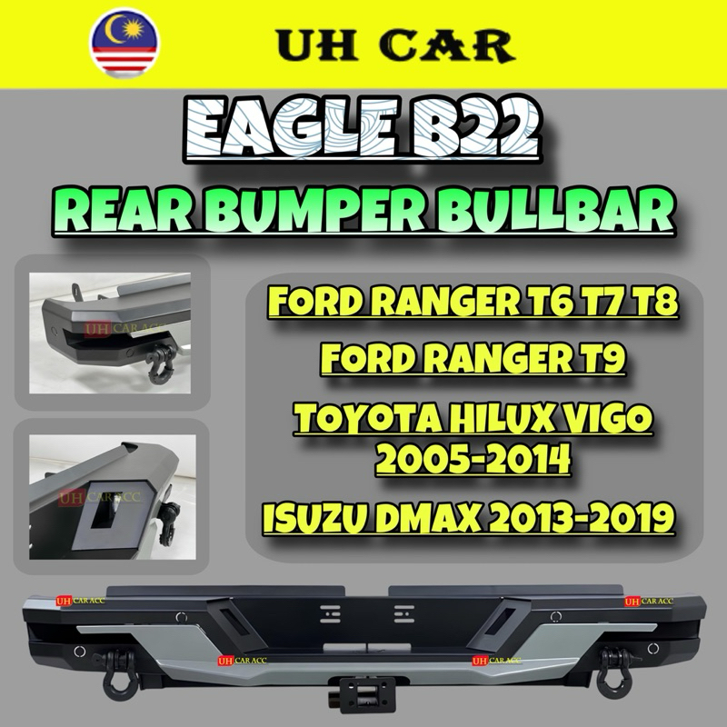 (EAGLE B22) Rear Bumper Bull Bar Bullbar Steel Ford Ranger T6 T7 T8 T9 ...