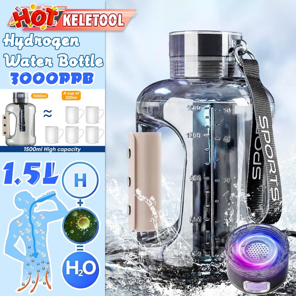 1.5L Hydrogen Water Bottle Oxygen-rich water Portable Small Component ...