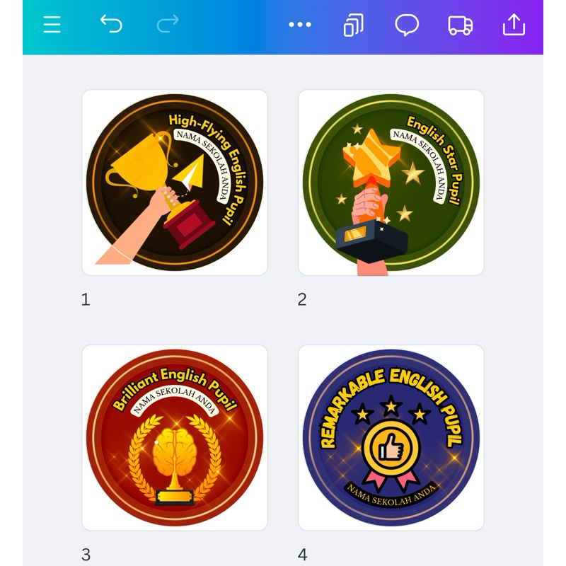 Design English Button Badge Reward HIP Editable Canva Template | Shopee ...