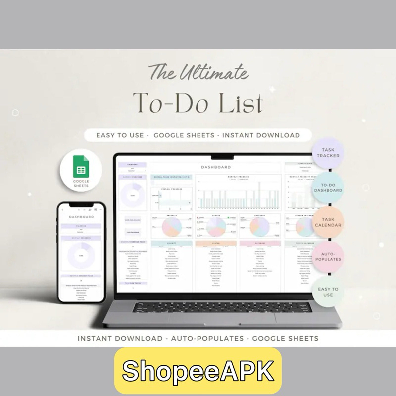 ⚡️INSTANT⚡️To-Do List Template : Google Sheets Task Planner with Daily ...