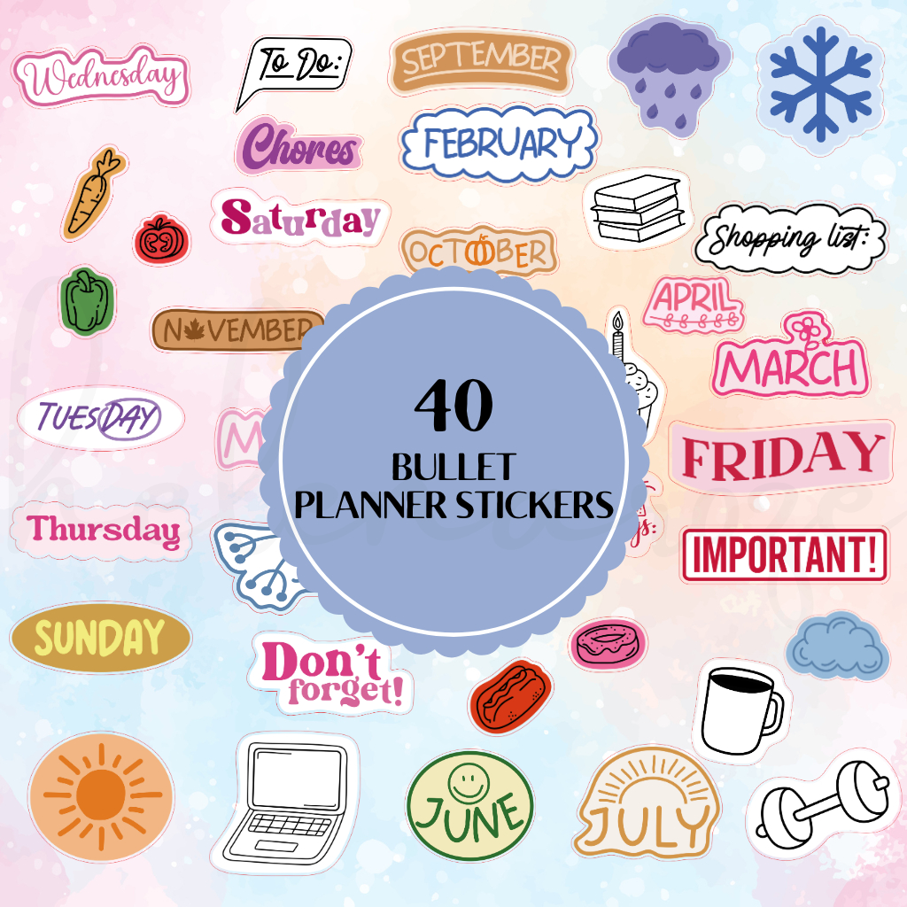 Bullet Planner Sticker 40 Pre-Cropped Stickers, Planner Sticker ...
