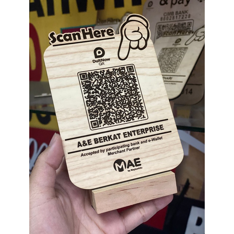 EWALLET QR CODE MAE / Maybank QRPAY/ TNG/ DuitNow / Grab Pay WOOD ...