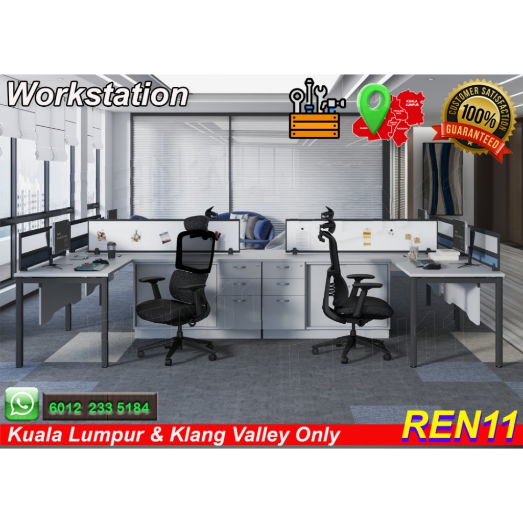 Office Table - Office Workstation Cluster Of 2 - Standard Table with ...