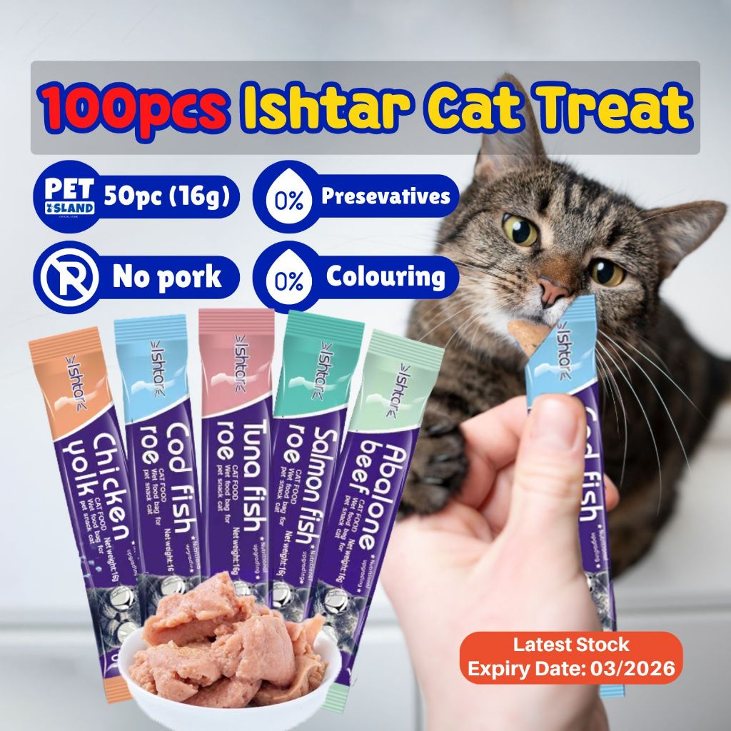ISHTAR (100 PCS FREE 4PCS) Jajan Kucing Snek Makanan Ringan Kucing ...