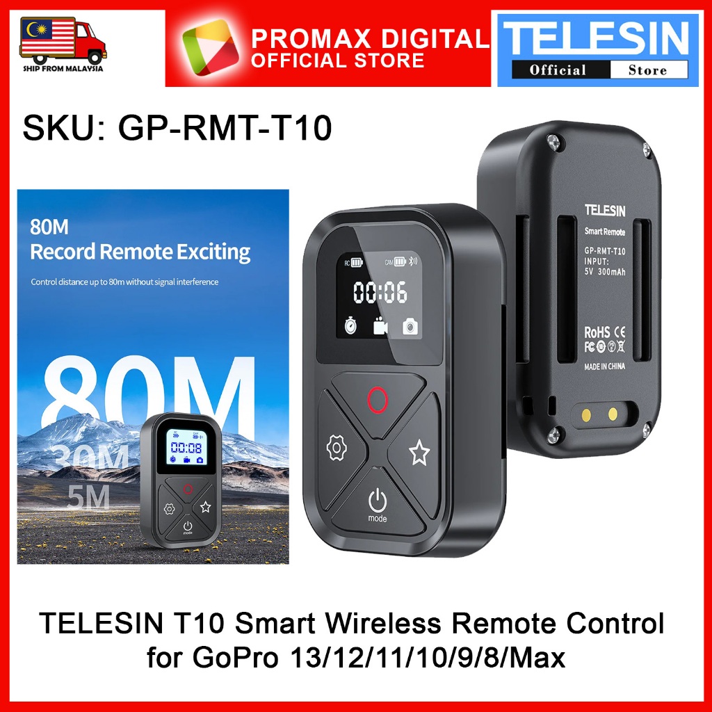 TELESIN GP-RMT-T10 T10 Smart Wireless Remote Control for GoPro 13/12/11 ...