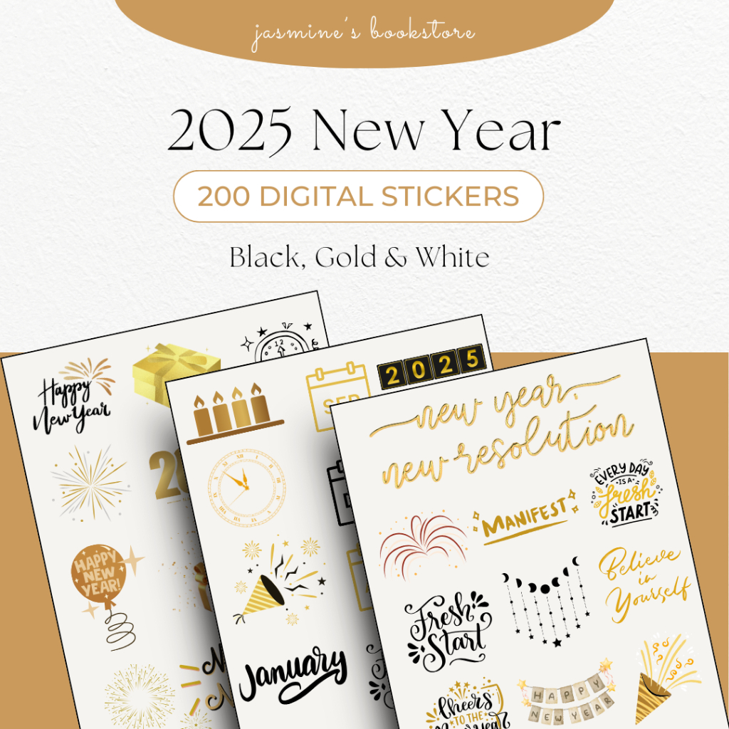 Digital Stickers 2025 New Year PNG GoodNotes Notability iPad