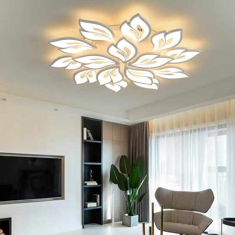 Modern Creative Double Leaf 3/5/9/12 Head LED Ceiling Light Living Room ...