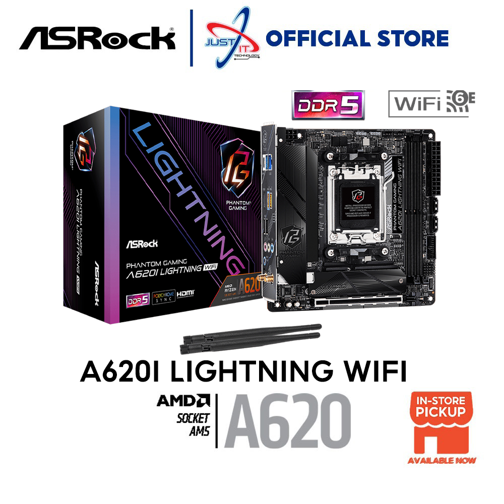 ASROCK A620I LIGHTNING WIFI DDR5 / D5 AM5 GAMING Motherboard Ryzen 5 ...