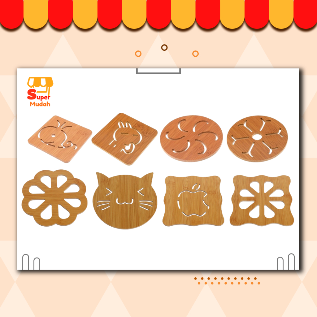 Papan Pad Cawan Kayu Gentian Dapur Comel Anti-Haba Periuk Panas Meja ...