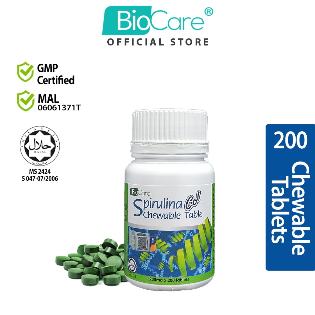 BioCare Spirulina Col Chewable Tablet (200's X200mg) | Shopee Malaysia